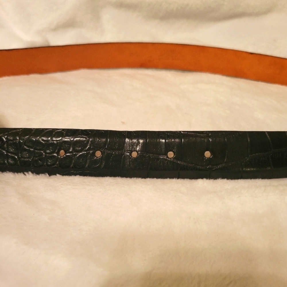 JEFFERSON 2 BUCKLE AMERICAN ALLIGATOR BELT - BLACK Mens - Picture 3 of 10
